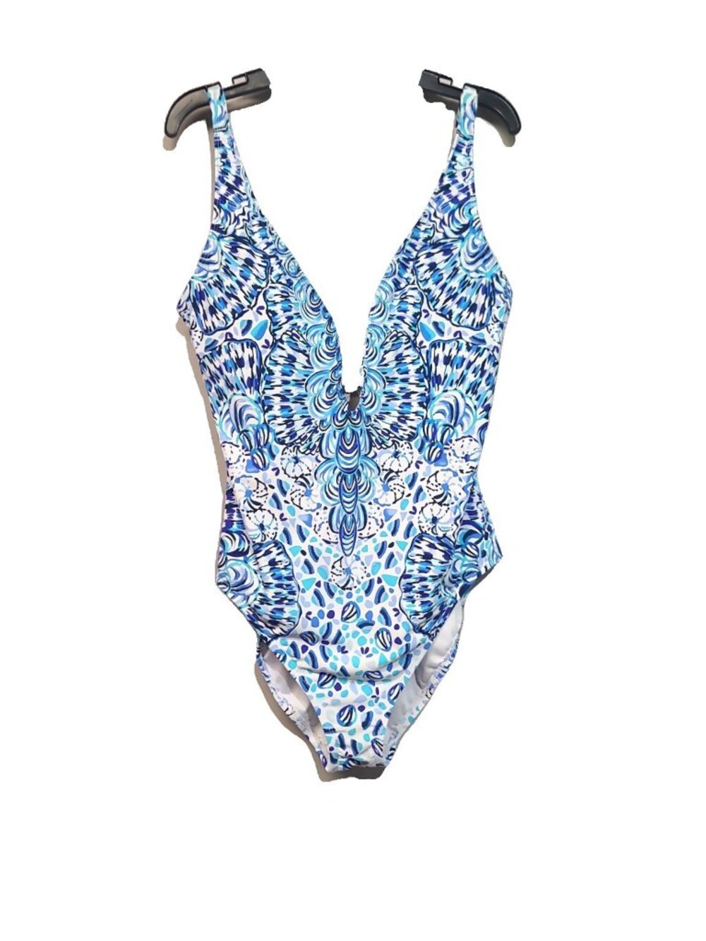 Lilly Pulitzer Jaspen One-Piece Swimsuit Size 10 Blue Peri Shrimply the Best